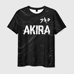 Футболка мужская Akira glitch на темном фоне: символ сверху, цвет: 3D-принт