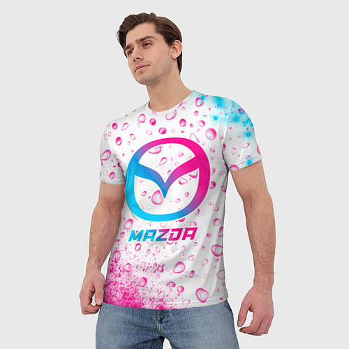 Мужская футболка Mazda neon gradient style / 3D-принт – фото 3