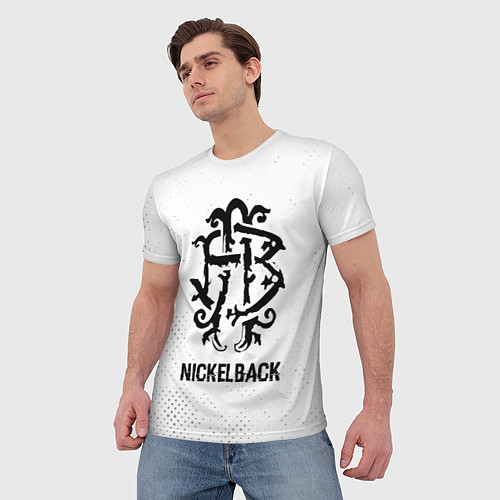 Мужская футболка Nickelback glitch на светлом фоне / 3D-принт – фото 3
