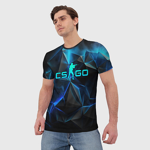 Мужская футболка CSGO neon style logo / 3D-принт – фото 3