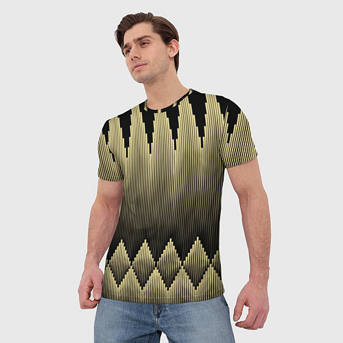 Мужская футболка Золотые ромбы на черном / 3D-принт – фото 3