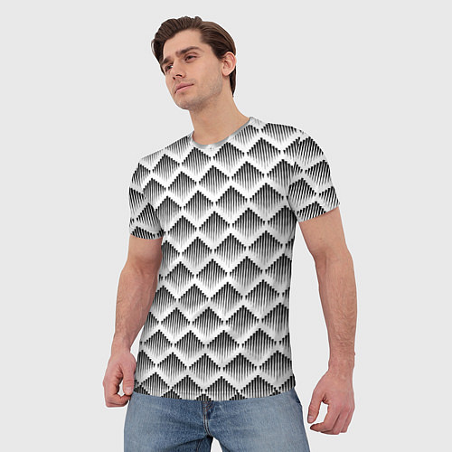 Мужская футболка Ромбы из черных треугольников / 3D-принт – фото 3