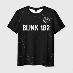Футболка мужская Blink 182 glitch на темном фоне: символ сверху, цвет: 3D-принт