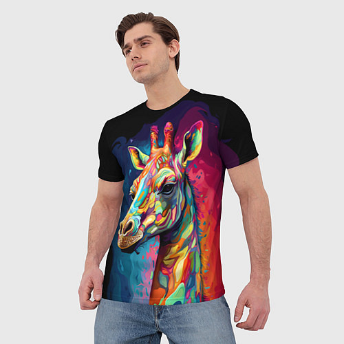 Мужская футболка Психоделический жираф / 3D-принт – фото 3
