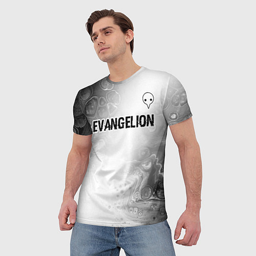 Мужская футболка Evangelion glitch на светлом фоне: символ сверху / 3D-принт – фото 3