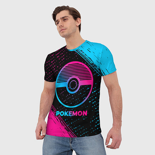 Мужская футболка Pokemon - neon gradient / 3D-принт – фото 3