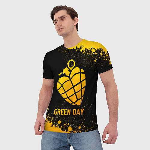 Мужская футболка Green Day - gold gradient / 3D-принт – фото 3