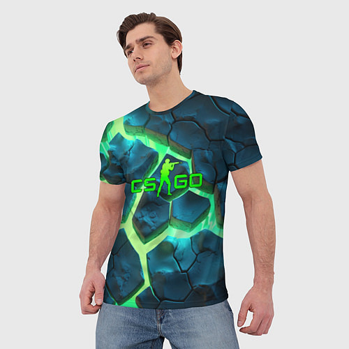 Мужская футболка CS GO green texture logo / 3D-принт – фото 3