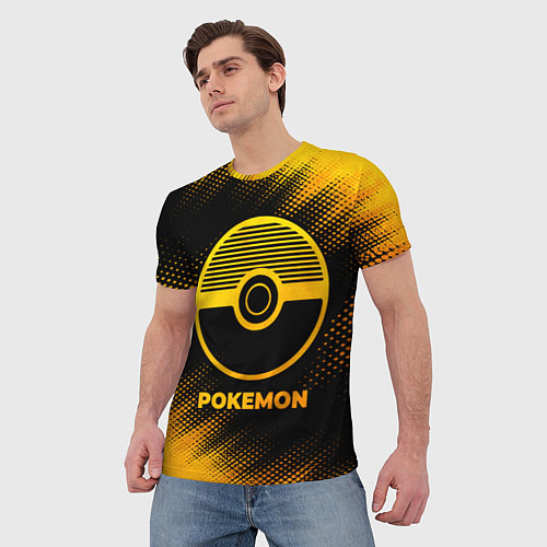 Мужская футболка Pokemon - gold gradient / 3D-принт – фото 3