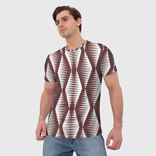 Мужская футболка Ромбы цвета кофе / 3D-принт – фото 3