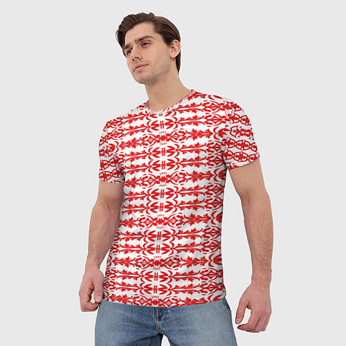 Мужская футболка Красно-белый батик / 3D-принт – фото 3