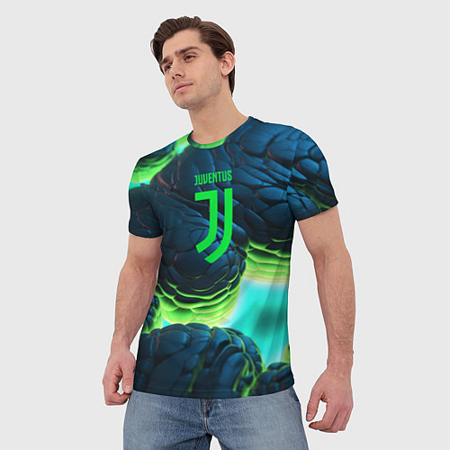 Мужская футболка Ювентус лого на зеленых плитах / 3D-принт – фото 3