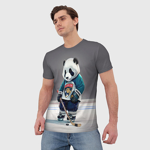Мужская футболка Panda striker of the Florida Panthers / 3D-принт – фото 3