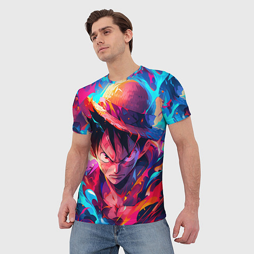 Мужская футболка Луффи из Ван Пис - разноцветный / 3D-принт – фото 3