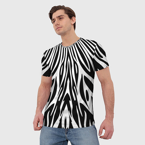 Мужская футболка Черная абстракция зебра / 3D-принт – фото 3