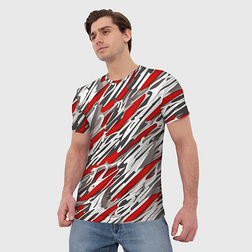 Мужская футболка Красные полосы за субстанцией / 3D-принт – фото 3