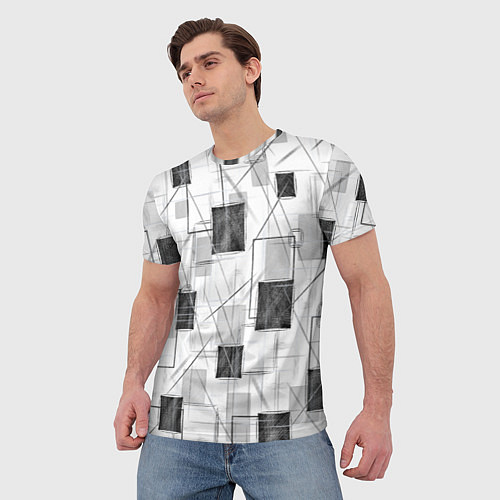 Мужская футболка Квадраты и штрихи / 3D-принт – фото 3