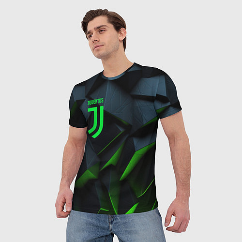 Мужская футболка Juventus black green logo / 3D-принт – фото 3