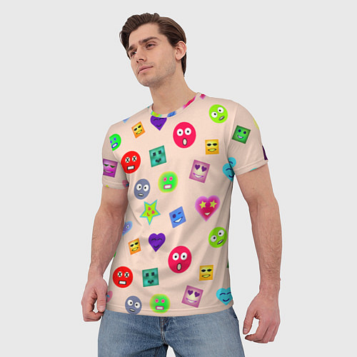 Мужская футболка Разные смайлики / 3D-принт – фото 3