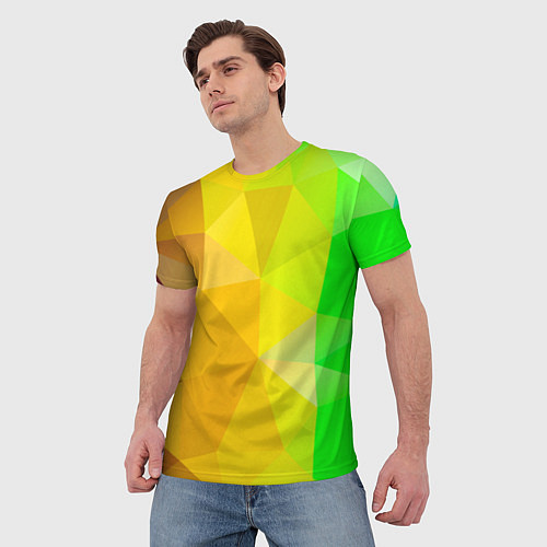 Мужская футболка Жёлто-зелёная геометрия / 3D-принт – фото 3