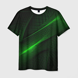 Футболка мужская Green neon lines, цвет: 3D-принт