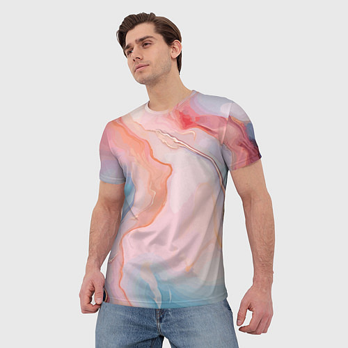Мужская футболка Розовый рассвет абстрактный узор / 3D-принт – фото 3