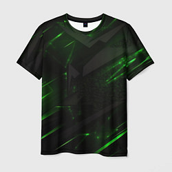 Футболка мужская Dark black green abstract, цвет: 3D-принт