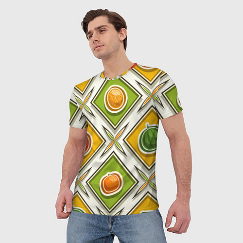 Мужская футболка Fruits and berries pattern / 3D-принт – фото 3