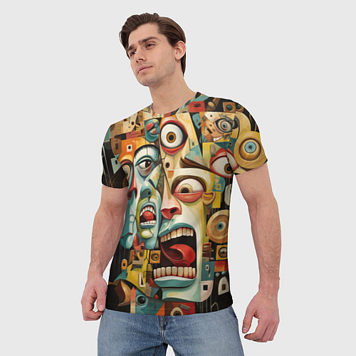 Мужская футболка Живопись с лицами в стиле Пабло Пикассо / 3D-принт – фото 3