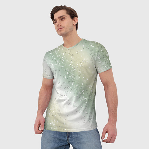 Мужская футболка Абстрактный бежево-зелёный / 3D-принт – фото 3