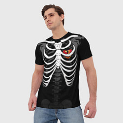 Футболка мужская Скелет: ребра с разбитым сердцем, цвет: 3D-принт — фото 2