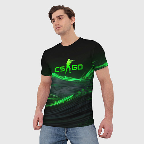 Мужская футболка CSGO neon green logo / 3D-принт – фото 3