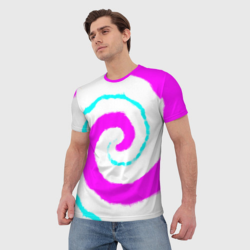 Мужская футболка Тай-дай розовый / 3D-принт – фото 3