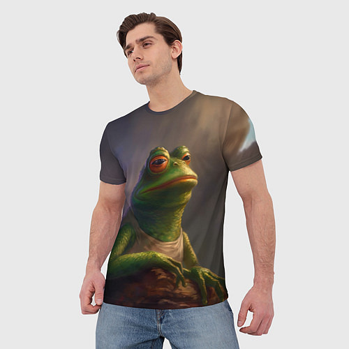Мужская футболка Натуральная лягушка Пепе / 3D-принт – фото 3