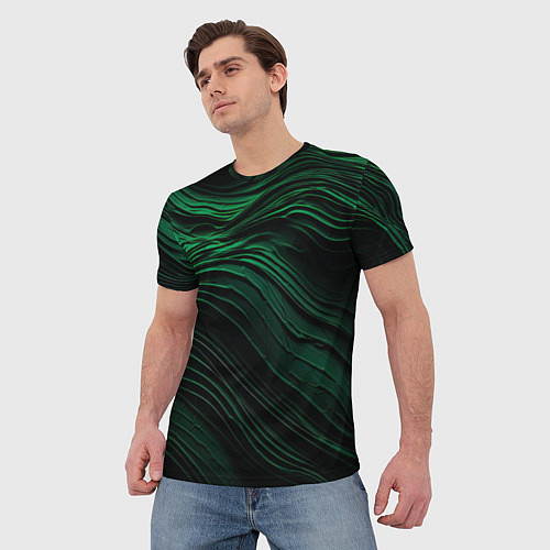 Мужская футболка Dark green texture / 3D-принт – фото 3