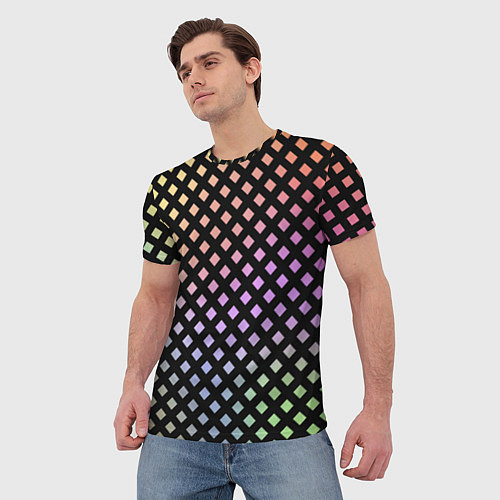 Мужская футболка Цветной под сеткой имитация / 3D-принт – фото 3
