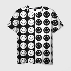 Футболка мужская Smiley black and white, цвет: 3D-принт