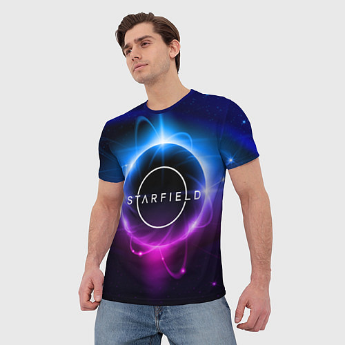 Мужская футболка Starfield space logo / 3D-принт – фото 3