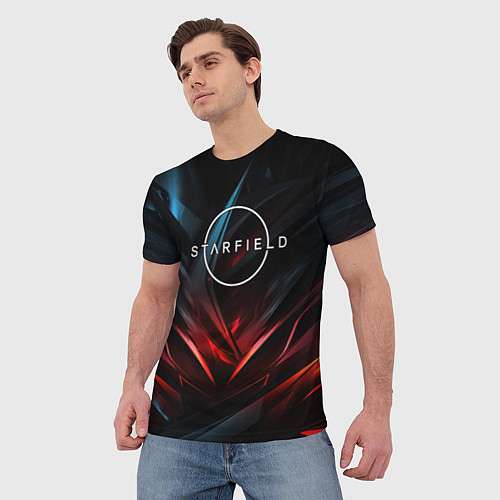 Мужская футболка Starfield abstract logo / 3D-принт – фото 3