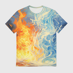 Футболка мужская Вода и пламя абстракция, цвет: 3D-принт