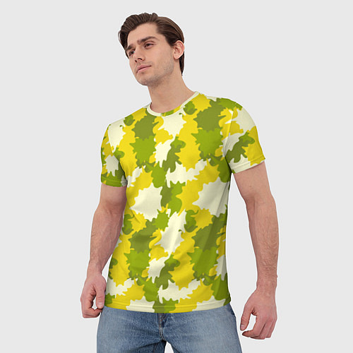 Мужская футболка Желто-зеленый камуфляж / 3D-принт – фото 3