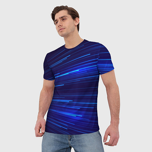 Мужская футболка Яркие неоновые полосы - минимализм / 3D-принт – фото 3