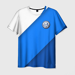 Футболка мужская Volkswagen - голубые линии, цвет: 3D-принт
