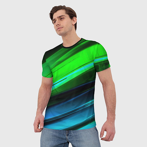 Мужская футболка Зеленая абстракция / 3D-принт – фото 3