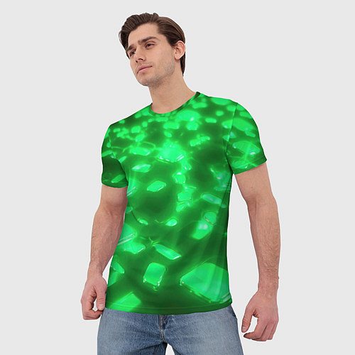 Мужская футболка Зеленые свечения / 3D-принт – фото 3
