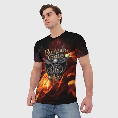 Мужская футболка Baldurs Gate 3 fire / 3D-принт – фото 3