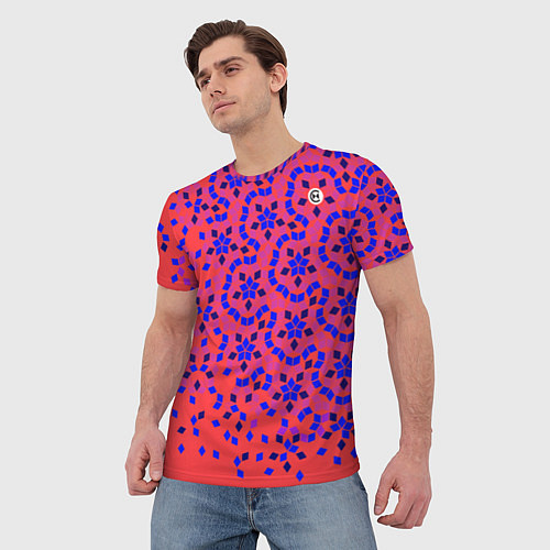Мужская футболка Мозаика Пенроуза в красно-синем контрасте / 3D-принт – фото 3
