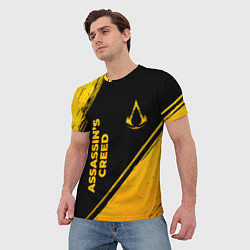 Футболка мужская Assassins Creed - gold gradient: надпись, символ, цвет: 3D-принт — фото 2