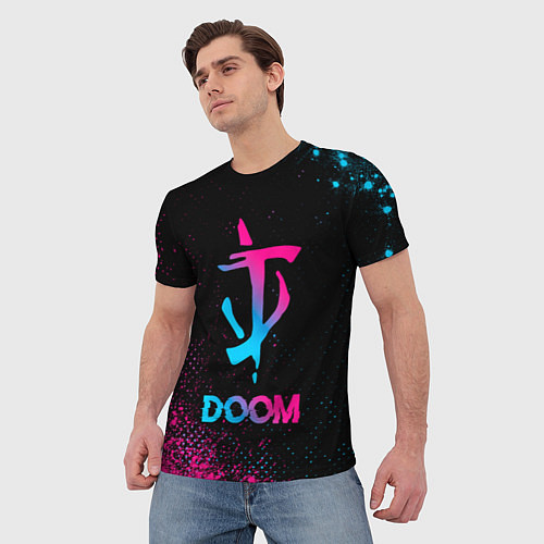 Мужская футболка Doom - neon gradient / 3D-принт – фото 3