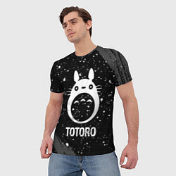 Футболка мужская Totoro glitch на темном фоне, цвет: 3D-принт — фото 2